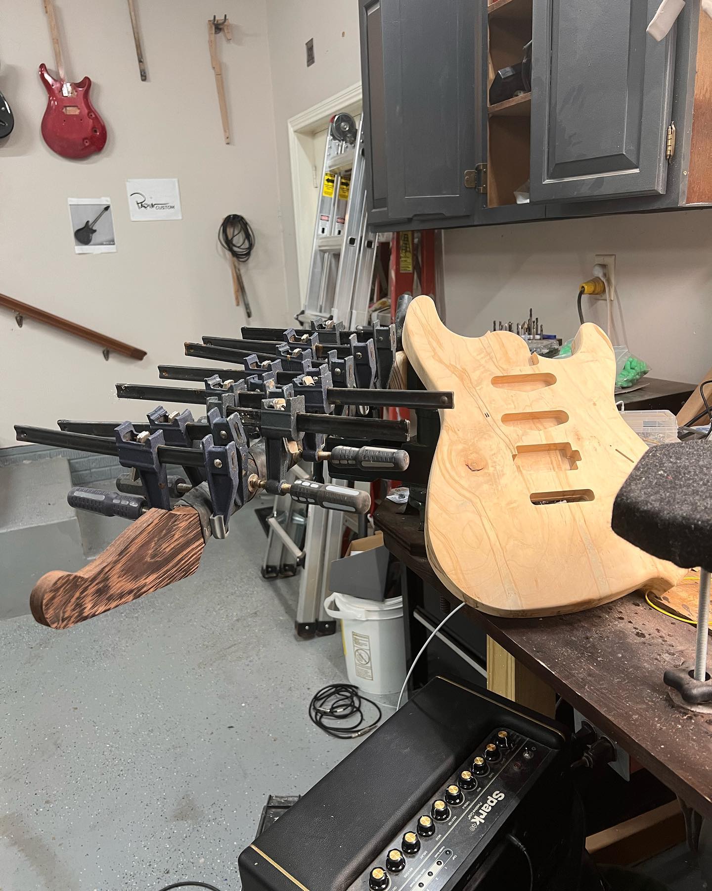A natural body on the bench before finish